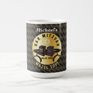 Taza De Café Feliz Bar Mitzvah 20XX Dorado Personalizado