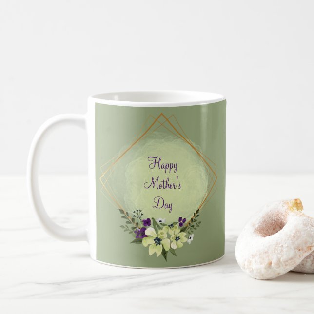 TAZA DE CAFÉ FELIZ BARRO DE CAFÉ DEL DÍA DE LA MADRE (OLIVE) (Con donut)