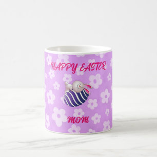 TAZA DE CAFÉ "FELIZ BOMBA DE "MAMÁ" ORIENTAL EN BLANCO Y PURPLE