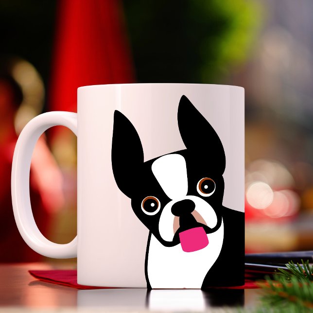 Taza De Café Feliz Boston terrier negro y blanco (Subido por el creador)