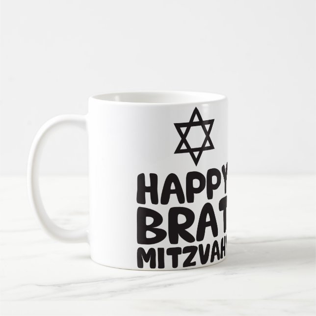 Taza De Café Feliz Brat Mitzvah (Bar / Bat Mitzvah) (Izquierda)