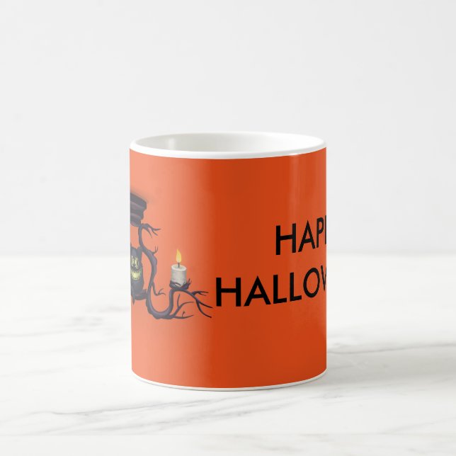 Taza De Café Feliz búho de Halloween con velas (Centro)