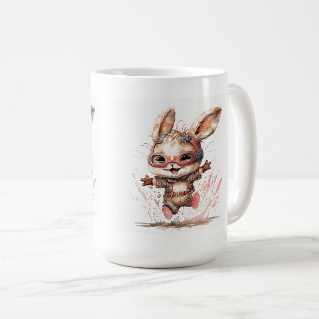 Taza De Café Feliz Bunny Classic Mug de 15 onzas (Anverso derecho)