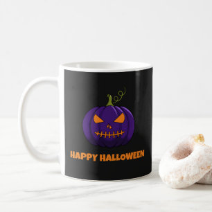 Taza De Café Feliz café de Halloween Mug con calabaza morada