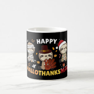 Taza De Café Feliz café feriado de Navidades de Hallothanksmas 