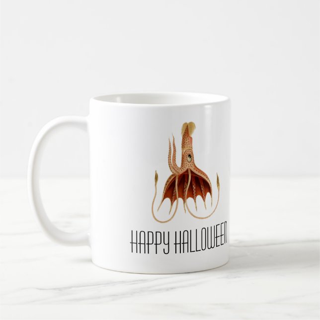 Taza De Café Felíz calamar de vampiro de Halloween (Izquierda)