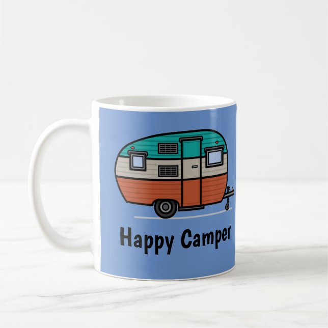 Taza De Café Feliz Camper, agrega texto, café Mug (Izquierda)