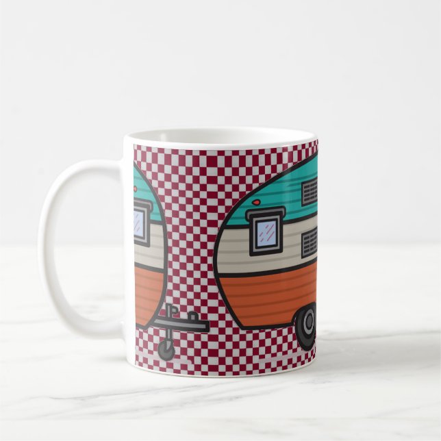 Taza De Café Feliz Camper, añade texto, (Izquierda)
