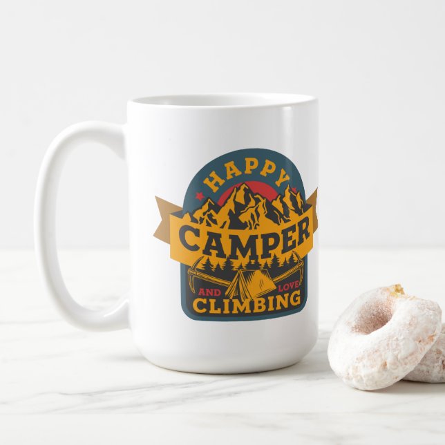 Taza De Café Feliz camper y amor al ascenso (Con donut)