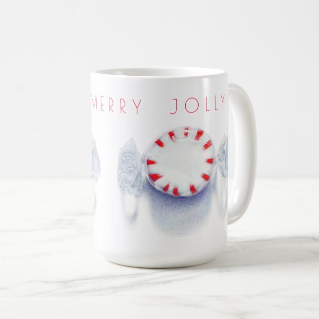 Taza De Café FELIZ CANDALLA DE PEPPERMINT JOLLY Tall White Mug (Anverso derecho)