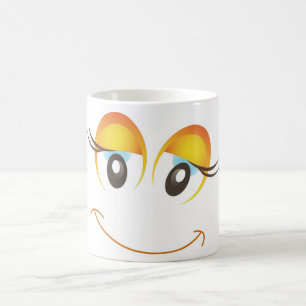 TAZA DE CAFÉ FELIZ CARA CHICA