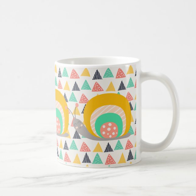 Taza De Café Feliz caracol en Triángulos (Derecha)