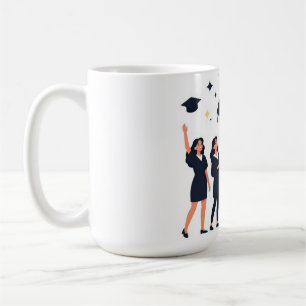 Taza De Café Feliz Celebración de Graduados Lanzando Gorras