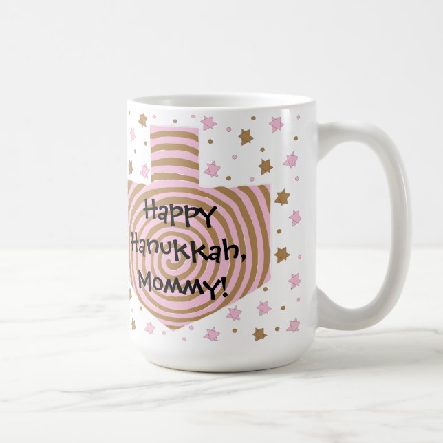 Taza De Café Feliz Chanukah/Hanukkah PINK/Brown Star Mug (Derecha)