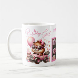 TAZA DE CAFÉ FELIZ CHICA DE CUMPLEAÑOS PINK BEAVER PERSONALIZAD