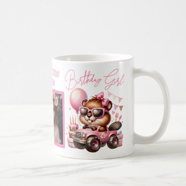 TAZA DE CAFÉ FELIZ CHICA DE CUMPLEAÑOS PINK BEAVER PERSONALIZAD (Derecha)