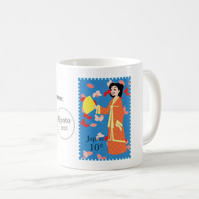 Taza De Café Feliz Chica Japón estampado de arte Personalizable (Anverso derecho)