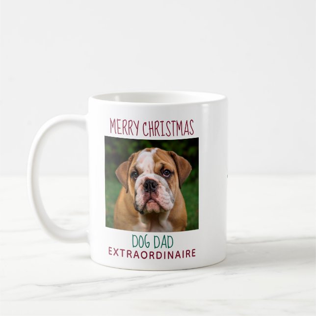 Taza De Café Feliz Christmas Stylish Photo Dog Dad (Izquierda)
