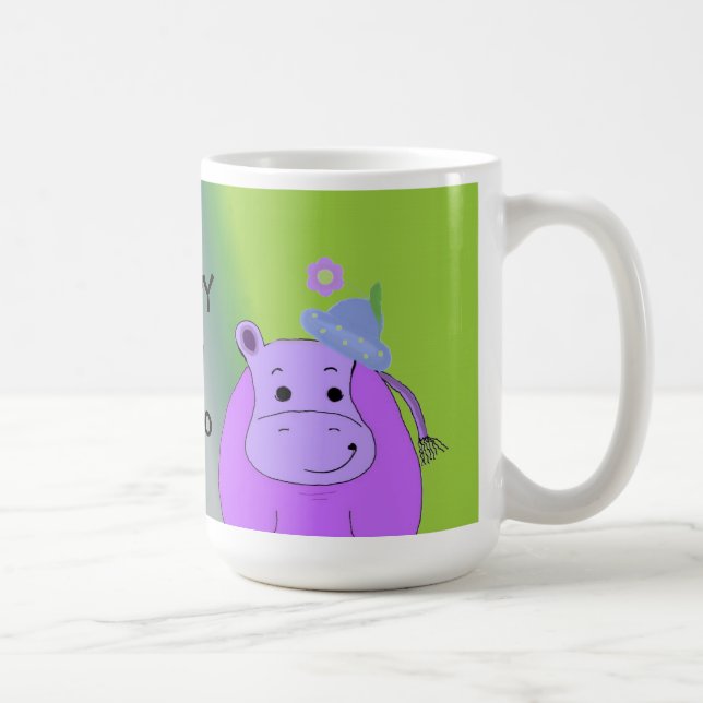 Taza De Café Feliz como un Hippo - Hipopótamo Púrpura (Derecha)