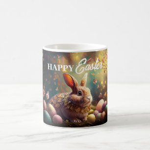 Taza De Café Feliz Conejo de Pascua con huevos de Pascua