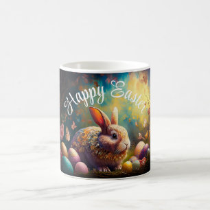 Taza De Café Feliz Conejo de Pascua con huevos de Pascua