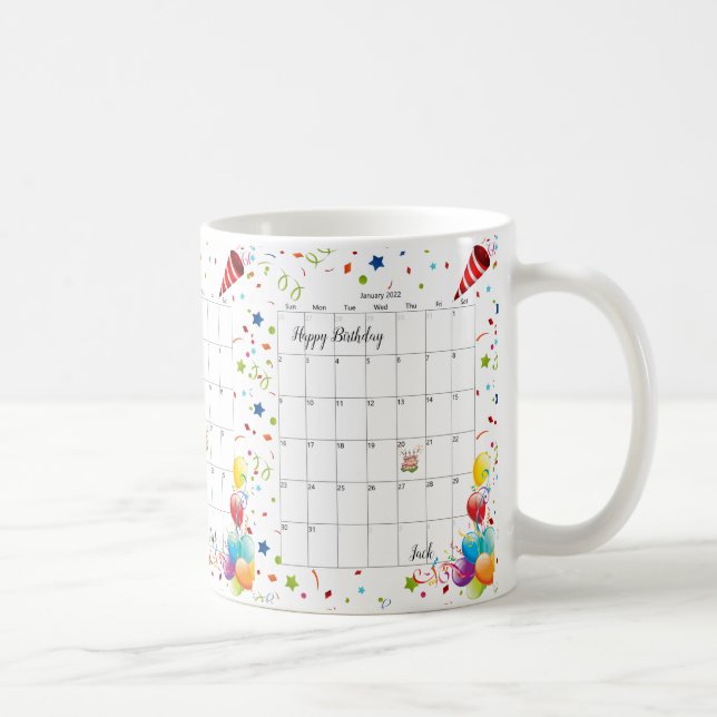 Taza De Café Feliz cumpleaños 2022, Mug de enero (Derecha)