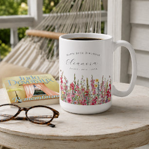 Taza De Café Feliz Cumpleaños 50º Flor de Cumpleaños de Agosto 