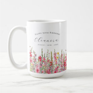 Taza De Café Feliz Cumpleaños 70º Flor de Nacimiento de Agosto