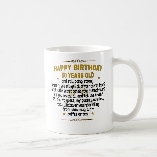 Taza De Café  Feliz cumpleaños a 50 años (Derecha)