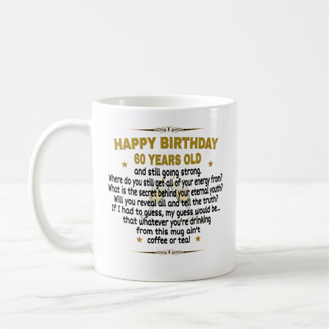 Taza De Café Feliz cumpleaños a los 60 años (Izquierda)