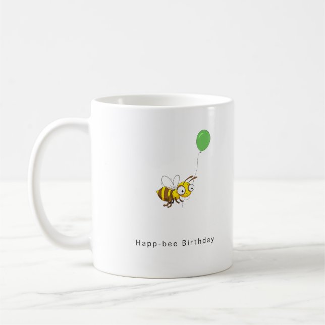 Taza De Café Feliz cumpleaños abeja. Regalo de cumpleaños (Izquierda)