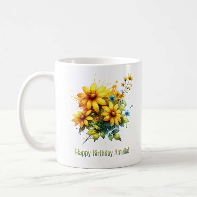 Taza De Café Feliz cumpleaños Amelia (Izquierda)