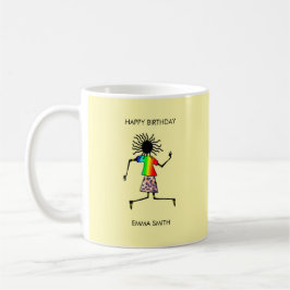 Taza De Café Feliz cumpleaños, bailarín feliz de arte africano