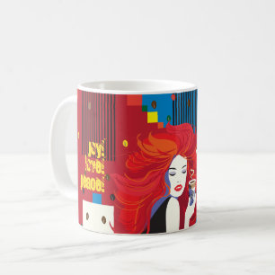 Taza De Café ¡FELIZ CUMPLEAÑOS! Bella mujer de moda POP-ART