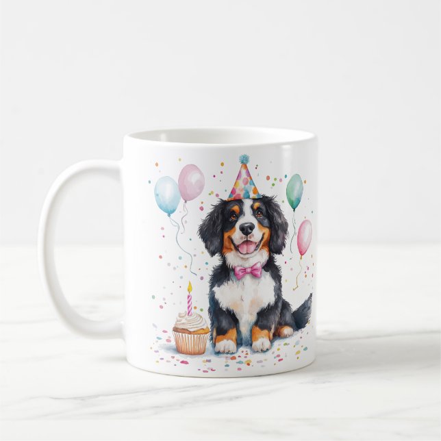 Taza De Café Feliz Cumpleaños Bernese Mountain Dog (Izquierda)