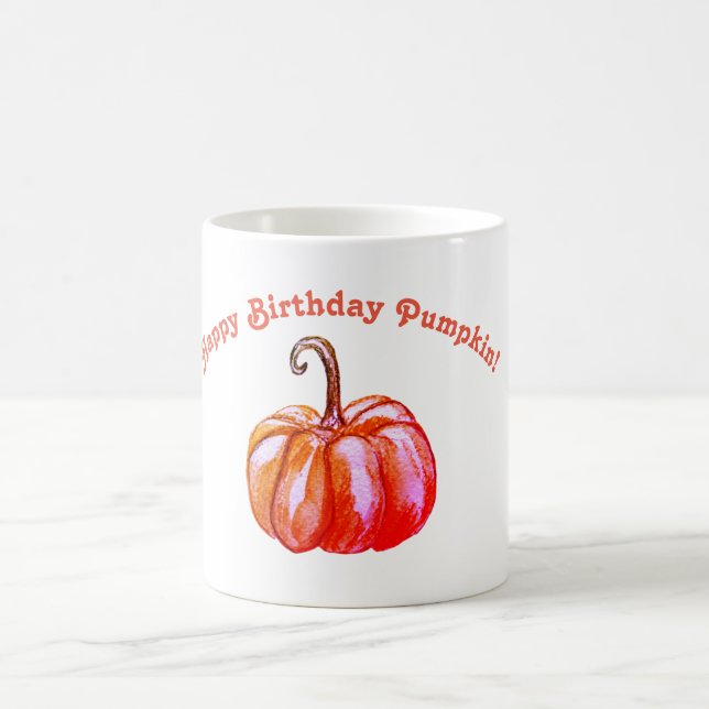 Taza De Café Feliz cumpleaños, calabaza Personalizado Mug (Centro)