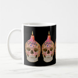 Taza De Café Feliz Cumpleaños Calavera Vela Bruja Espeluznante 