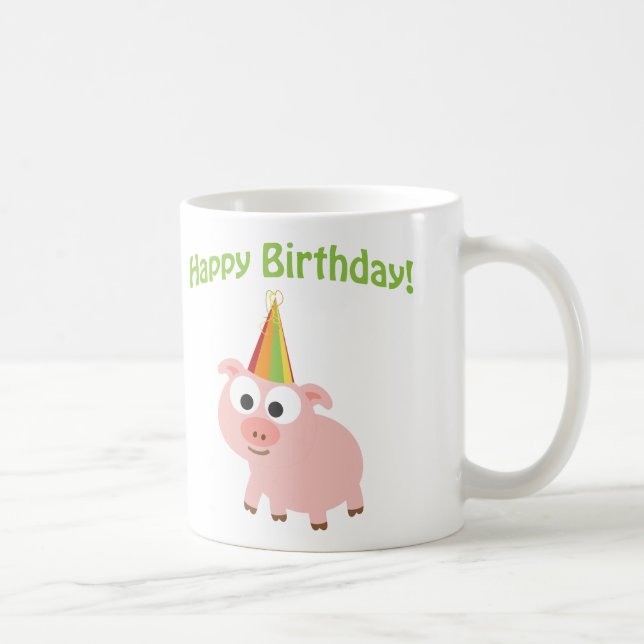 Taza De Café ¡Feliz cumpleaños! Cerdo cúbico (Derecha)