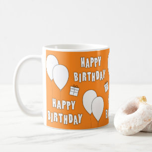 Taza De Café Feliz cumpleaños con antecedentes de Naranja de gl