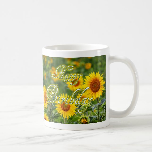 Taza De Café ¡Feliz cumpleaños con flores! (Derecha)