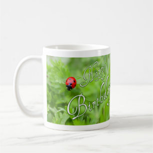 Taza De Café ¡Feliz cumpleaños con una mariquita!