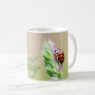 Taza De Café ¡Feliz cumpleaños con una mariquita!