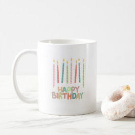 Taza De Café Feliz Cumpleaños con Velas en