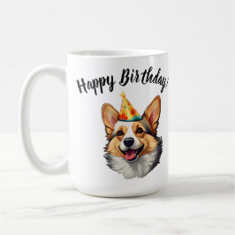 Taza De Café Feliz cumpleaños cono Corgi