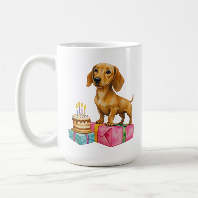 Taza De Café Feliz cumpleaños dachshund cachorro perro papá mam (Izquierda)