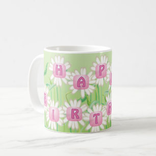 Taza De Café Feliz cumpleaños Daisy Garden Diseño Café Mug