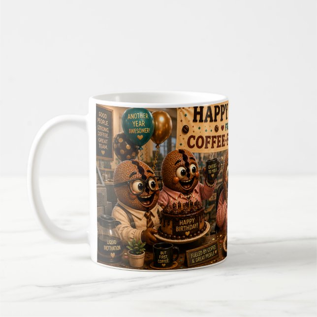 Taza De Café Feliz Cumpleaños de Equipo (opción 2) (Izquierda)