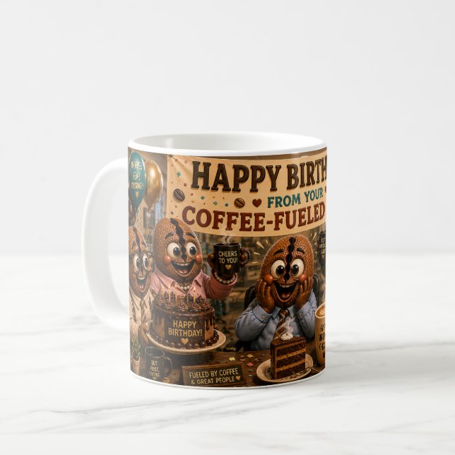 Taza De Café Feliz Cumpleaños del Equipo (Anverso izquierdo)