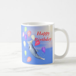 Taza De Café Feliz cumpleaños delfín y globos
