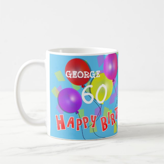 Taza De Café Feliz cumpleaños, diversión 60° hito personalizado (Izquierda)